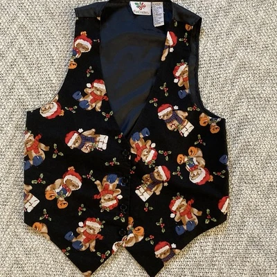 Suéter Chaleco Vintage Cascanueces Para Mujer Negro Feo Navidad Papá Noel Osos de Peluche M Foto 1 de 4
