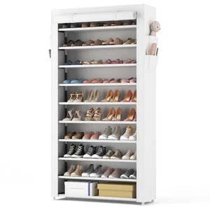 Shoe Rack with Covers 10 Tier Large Organizer Tall Closet Storage for 50-55 - Picture 1 of 8