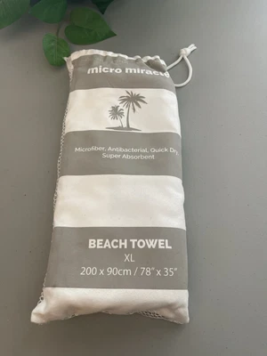 Micro Fibre Beach Towel Taupe/White XL  - Image 1 of 4