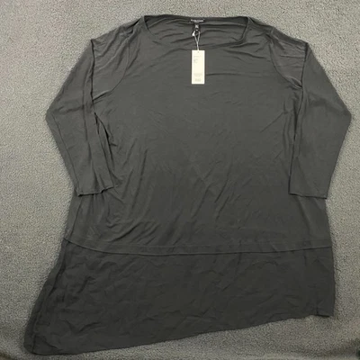 $288 Eileen Fisher Bateau Neck Tunic Top sz 3X Stretch Silk Jersey Graphite NWT - Image 1 of 4