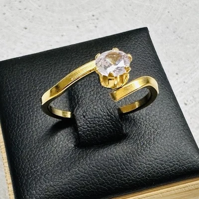 Vergoldeter Edelstahl Ring • Größe 49 • Kristall • stilvoll & zeitlos - Bild 1 von 4