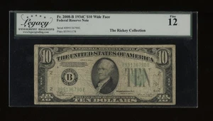 DBR 1934-C $10 FRN New York Fr. 2008-Bw Wide Legacy 12 Serial B99136790E - Picture 1 of 2