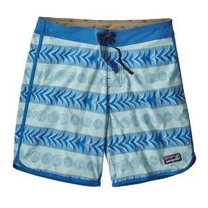 Patagonia Board Shorts Men's Size 40 DWR UPF50+ Blue Hawaiian Tribal Pattern - Picture 1 of 6