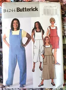 Butterick B4244 4244 Loose Fit Jumper Overalls Easy Women's Sz 22W-26W UNCUT - Picture 1 of 2