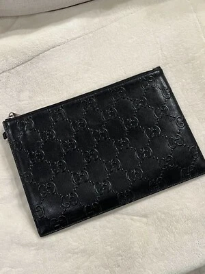 Bolso sin asas GUCCI 625569 GG en relieve Bolso de negocios Cuero negro  Foto 1 de 4