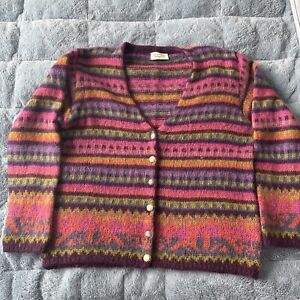 United Colors of Benetton Vintage Wool Knit Sweater Cardigan Made in Italy