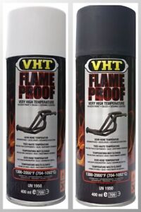 VHT Set Vernice Spray Nero Opaco + Bianco Alta Temperatura 1093°C flame proof