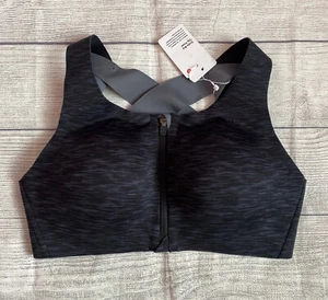 NWT Lululemon Enlite Bra Zip Front STDC/BLK SZ 34D - Picture 1 of 4