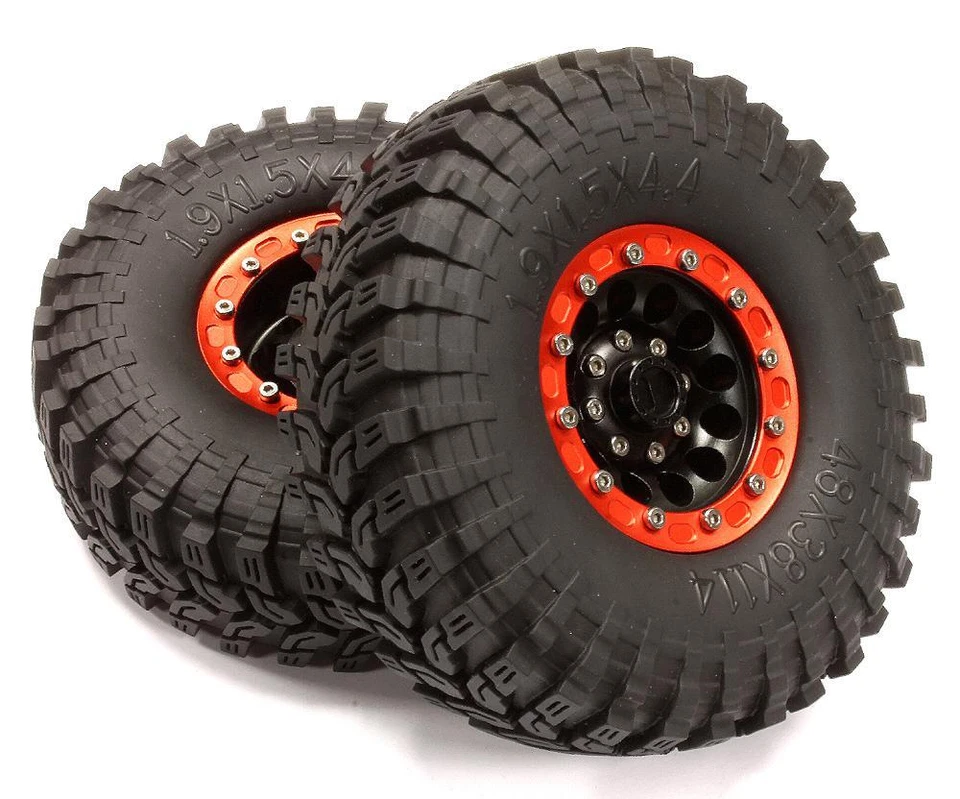 Billet Machined 12H Spoke XT 1.9 Wheel & Tire (2) for Scale Crawler (O.D.=114mm) - Image 1 of 1