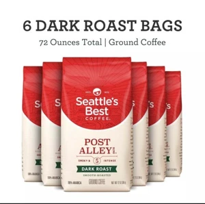 (6) SEATTLE'S BEST COFFEE Post Alley Blend Dark Roast Ground 12 oz- 6 Bags - Picture 1 of 10