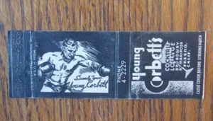BOXING MATCHBOOK COVER: BOXER YOUNG CORBETT FRESNO, CA c1940s MATCHCOVER -A3 - Picture 1 of 2