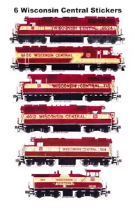Locomotoras Wisconsin Central 6 pegatinas individuales Andy Fletcher - Imagen 1 de 1