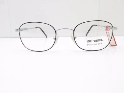 Harley Davidson 73 EYEGLASSES FRAMES 48-20-130 Silver Black Oval TV6 36019 — 第 1/4 张图片
