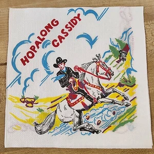 Vintage 1950's Hopalong Cassidy Cowboy Birthday Napkin - Picture 1 of 2