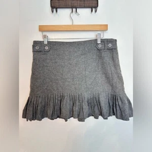 GAP grau Wolle Plissee Knopf Drop Taille Detail Seite Reißverschluss Rock Gr 10 #1566 - Bild 1 von 5