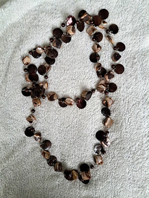 Damen Perlmutt/Abalone Hals Kette Modekette sehr lang Braun - Bild 1 von 3