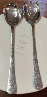 Reed & Barton Old English Serving Fork & Spoon Heritage Mint Hammered - Image 1 of 3