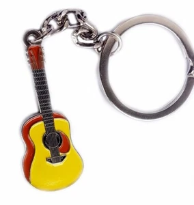 Keyring Metal & Enamel Acoustic Six String Guitar (40 x 17mm) Music Spanish - Picture 1 of 1