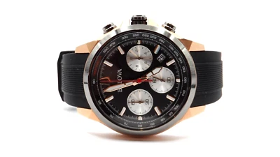 BULOVA 98B397 Chronograph Tachymeter Date Black Resin Strap Men's Watch - Image 1 of 4