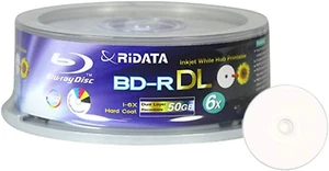 25 Pack  Blu-Ray BD-R DL Dual Layer 6X 50GB White Inkjet Hub Printable Recordabl - Afbeelding 1 van 3