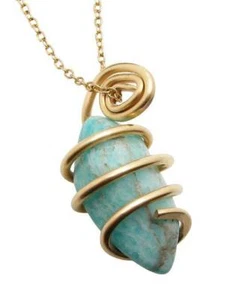 Amazonite Set In Merlin's Gold Forged Wrap Pendant #51, 17 Grams - Picture 1 of 3