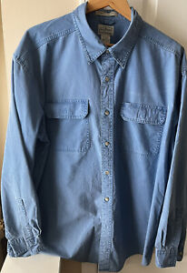 LL Bean Shirt Mens Size XL 100% Cotton Blue Denim Button Up LS Made in USA