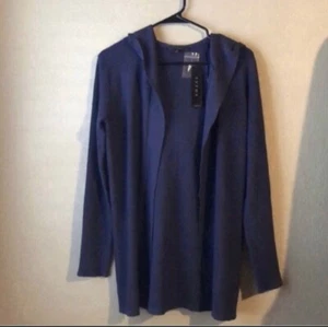 Nuevo Suéter Cyrus Informal Azul Oscuro Tejido Waffle Cárdigan Abierto Sudadera con Capucha Para Mujer’s XS - Imagen 1 de 10