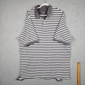 Harbor Bay Polo Shirt Mens 3XLT XXXLT Tall White Gray Stripe Outdoor Casual Golf - Picture 1 of 7