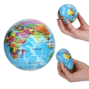 LOT Stress Relief World Map Globe Squeeze Ball Hand Wrist Finger Sponge Toy - Picture 1 of 13