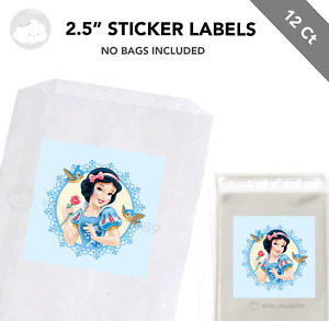 12 Snow White 2.5" Sticker Label for Bag Treat Box Birthday Party Favor