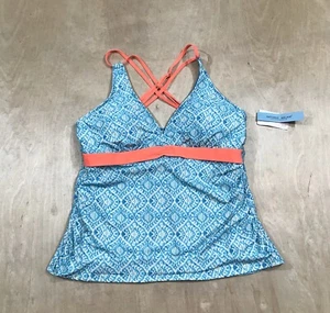 Antonio Melani Swim Top Womens Padded Adjustable Strap Swim Wear Sz L Blue - Picture 1 of 8