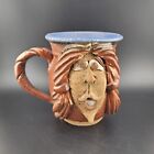 Stoneware Art Pottery Funny Face Mug Coffee Cup Artist Signed