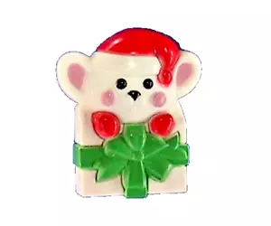 Avon PIN Natale Vintage TOPO Sorpresa SCATOLA REGALO 1981 Spilla Hong Kong - Foto 1 di 2