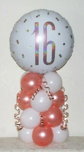 16TH BIRTHDAY - ROSE GOLD - FOIL PARTY BALLOON DISPLAY - TABLE DECORATION KIT - Picture 1 of 2