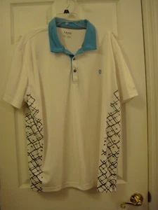 IZOD Polo Golf Uomo Elasticizzata Bianca con Colletto Verde Teal Taglia XXL - Foto 1 di 10