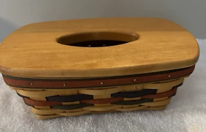 Longaberger Long Tissue Basket with Lid & Prot-Multicolor Woven - Picture 1 of 7