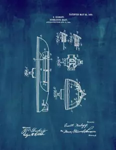 Submarine Boat Patent Print Midnight - Picture 1 of 3
