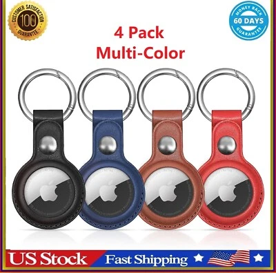 Paquete de 4 soportes de cuero Airtag, estuche con llavero Air Tag para Apple Tag, Airtags GPS... Foto 1 de 4