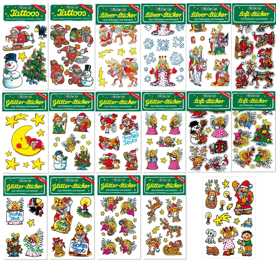 TATTOOS + GLITTER STICKER - Adventskalender Mitgebsel Aufkleber Kinder Tattoo  - Bild 1 von 1