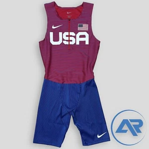 Nike USA Team Pro Elite Sleeveless Speedsuit Men's Size S Blue Red AO8505-602 - Picture 1 of 6