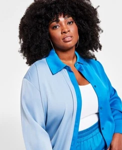 Nina Parker Women's Trendy Plus Size Color blocked Woven Top Button Up Shirt 2X - Picture 1 of 7