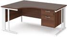 Maestro 25 left hand ergonomic desk 1600mm wide with 2 drawer pedestal - white c