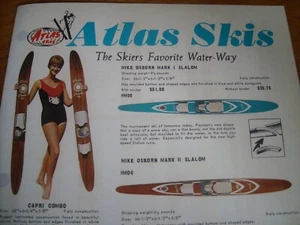 1963 Vintage ATLAS WATER SKIS Brochure Pro Slalom Ski Boat - Picture 1 of 8