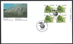 Canada #1367 URpb "Black Walnut Tree" Brand New 1991 Ofdc Block Issue - Picture 1 of 2