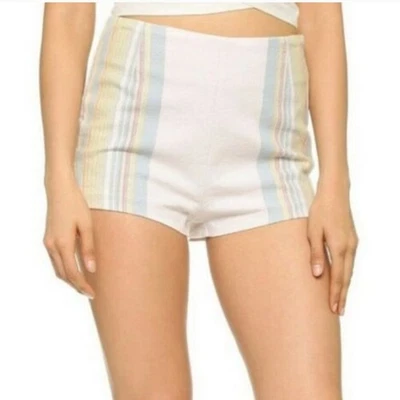 Free People Newman Ivory Combo Stripe Micro Shorts Size 6 - Image 1 of 4