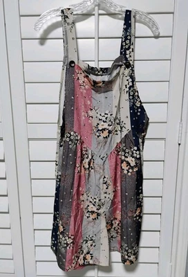 Pantalones cortos para mujer con patrón de parches generales de mameluco 1 pieza, pull-on, bolsillos, talla XL Foto 1 de 4