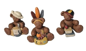 Vintage 1990 Gail Laura August September November Bear Figurine Lot Of 3 - Picture 1 of 14
