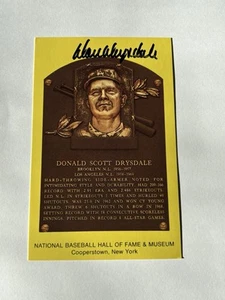 Don Drysdale Signed Autographed Gold Hall of Fame Plaque HOF Postcard Card JSA - Picture 1 of 4