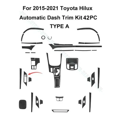 For Toyota Hilux 2015-2021 Type A Carbon Fiber Full Set Cover Trim Kit 42X Foto 1 de 4