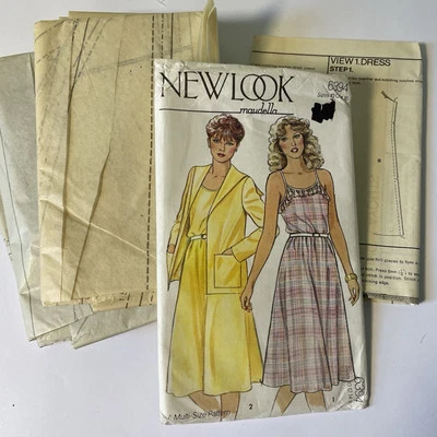Vestido y chaqueta vintage patrón de costura New Look Maudella 6394 10-16 completo años 80 Foto 1 de 2